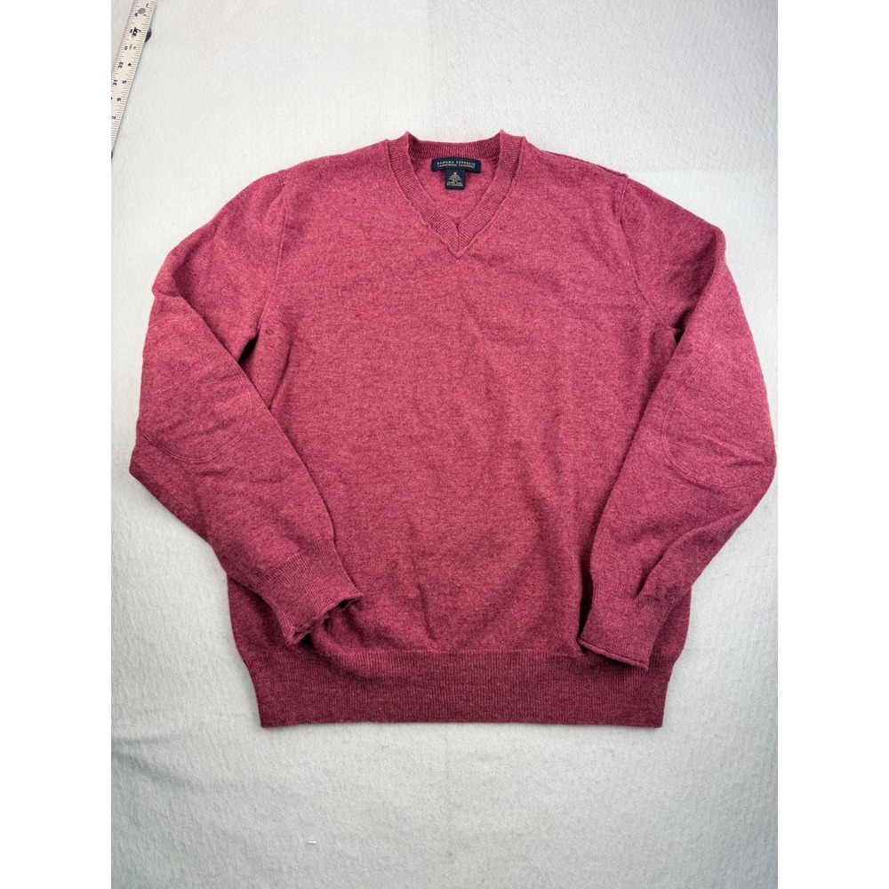 Banana Republic Lambswool Cashmere V-Neck Sweater Men's Medium Red Pink